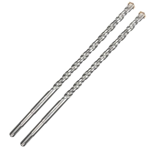 2-Pack SDS Plus Masonry Drill Bits 9/16 Inch x 12 Inch Long Rotary Hammer Drill Bits Carbide Tipped for Concrete Brick Cement Stone Block. - size: 2 Pcs 9/16", style: 12"