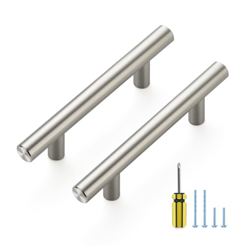 Ravinte Brushed Nickel Cabinet Handles,Round T Pulls,3 Inch,30 Pack - color: Brushed Nickel, size: 3 Inch Hole Center