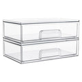 Vtopmart Clear Stackable Storage Drawers, 2 Pack Wide Plastic Organizers | Clear Pull-Out Plastic Drawers, Stackable Design for Makeup Palettes, Cosmetics, Beauty Supplies, Vanity, Cabinet and Desk - style: 2pack Wide