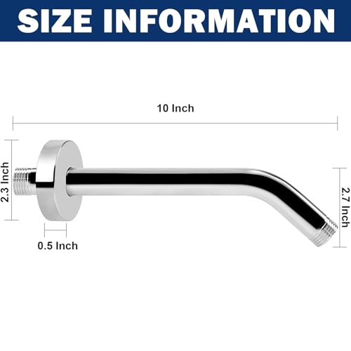 NearMoon Shower Arm with Flange, Made of 304 Stainless Steel Shower Extension Extender Pipe, Wall-Mounted for Fixed Bathroom Showerhead, Never Rust (10 Inch, Chrome Finish) - color: Chrome Finish, size: 10 Inch