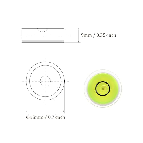 5pcs Small Circular Bubble Spirit Levels - [18mm Diameter 9mm Thickness] Mini Round RV Level Leveling Tools for Travel Trailer Turntable Camera, Lime - color: Lime, size: 18mm x 9mm