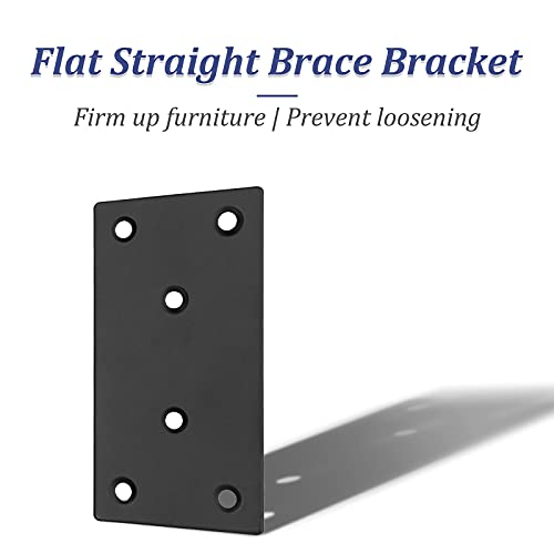 Bonsicoky 8Pcs Flat Straight Brace Brackets, 3.9 x 2 / 100 x 50mm - size: 4" x 2" - 8 PCS, style: Black