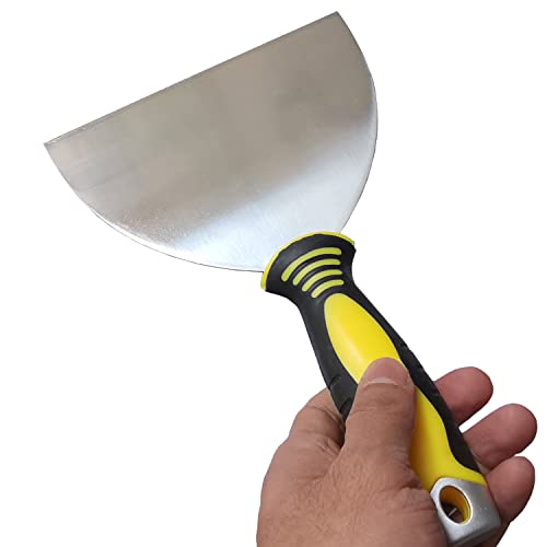 6-Pack Putty Scraper, 6" Putty Knives with Plastic Ergonomic Handle for Taping Paint Wall Floor Tile, Metal Spackle Tools Knife,Remover for Wood, Wallpaper Scraper (6")