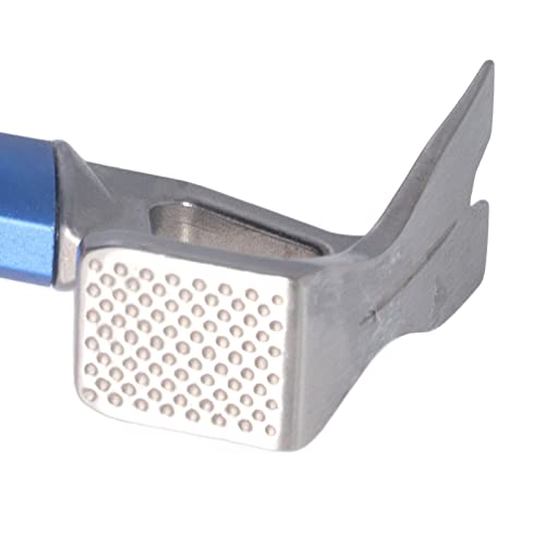 Heavy Duty Camping Claw Hammer, Stainless Steel Ox Horn Head Tent Stake Hammer Multifunction Building Camping Hammer for Hiking Backpacking Gardening (blue) - color: Blue