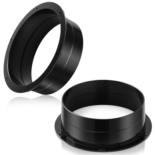 2 Pcs Duct Connector Flange 8 Inch Plastic Straight Pipe Flange Black Duct Reducer Dryer Vent Connector for Heating Cooling Grow Tent Bathroom Kitchen Ventilation System - size: 8 Inch