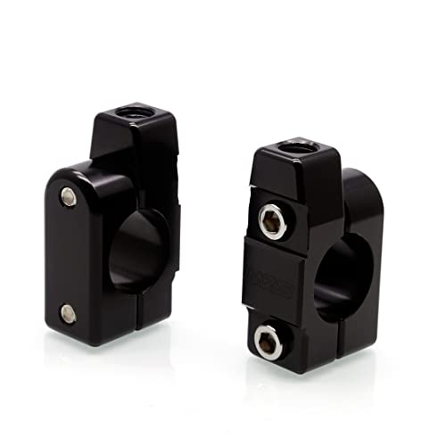 MZS Motorcycle Handlebar Mirror Mount Clamp, Aluminum 7/8 Handlebar Clamps 10MM Thread Holder Black for Motorbike Street Bike ATV Snowmobile Scooter Moped