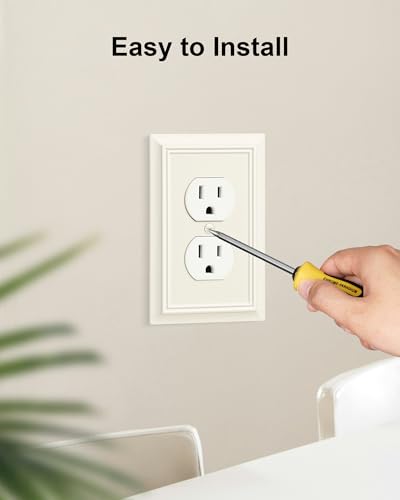 6-Pack Natural Bamboo Fiber Duplex Outlet Cover Plate, Durable Wall Plate - color: Light Almond, size: 1 Duplex 6PK
