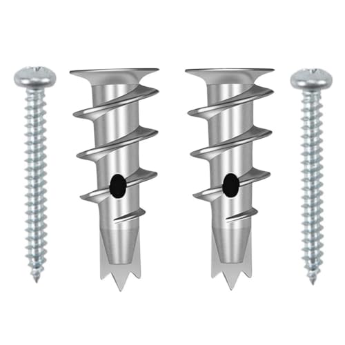 Zinc Self-Drilling Drywall Anchors with Screws Kit, 13 * 32mm 50 Heavy Duty Metal Wall Anchors and 50#8 x 1-1/4'' Screws for Drywall, 75LB Hanging and Mounting - color: Zinc Short