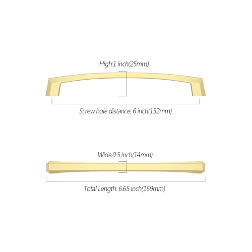 Asidrama 10 Pack 6 inch Brushed Gold Kitchen Cabinet Handles - color: Brushed Gold, size: 6" Hole Center(152mm)