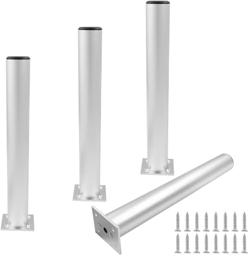 4-Pcs Adjustable Aluminum Alloy Furniture Legs 10" Height Silver - color: Silver, size: 10 Inch