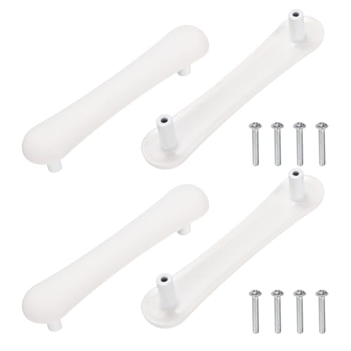 uxcell 4 Pcs Cabinet Knobs, 96mm Plastic Cute Dresser Pulls Cartoon Soft Rubber Drawer Handle Pulls with Screws for Bedroom Cupboard Closets Bookcase Kitchen, Strip, White