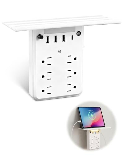 Saker Outlet Extender with Night Light, 6 AC, 4 USB, Surge Protector - style: Multi-Plug Outlet with Night Light