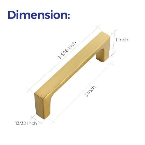 Ravinte Brushed Brass Solid Pulls Cabinet Handles 3 Inch 10 Pack - size: 3 Inch Hole Center
