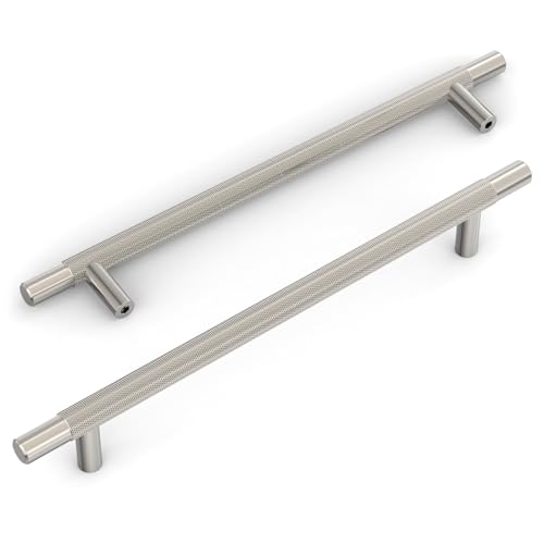 Amerdeco 10 Pack Brushed Satin Nickel Knurled Cabinet Pulls 7.5 Inch Hole Centers Kitchen Cabinet Handles Hardware Kitchen Handles for Cabinets Handles IH0006… - color: Brushed Satin Nickel, size: 7.5"/192MM Hole Center