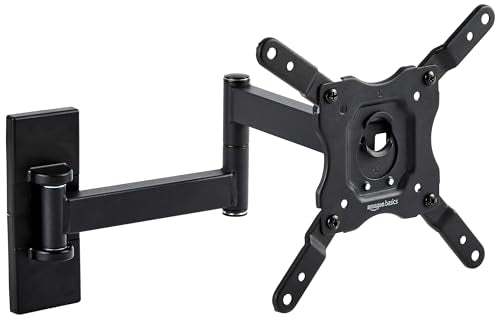 Amazon Basics Full Motion Articulating TV Wall Mount with Tilt Swivel, Extends 16 inches, VESA 200x200, for 12" to 40" TVs, 40 lbs, Black - size: 12" to 40", style: Full Motion Articulating