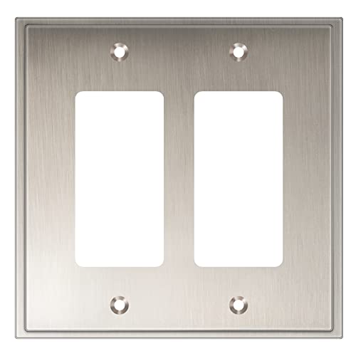 Henne Bery Soft Modern Decorative Wall Plate Switch Plate Outlet Cover (Double Decorator, Satin Nickel) - style: Double Decorator
