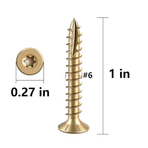 Wensilon #6 * 1" Yellow Deck Screws 730pcs 2 lbs 3.5x25mm - color: Yellow, size: #6*1"
