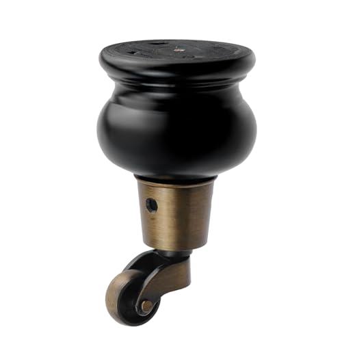 4.72" Height Wooden Furniture Legs with Furniture Casters, Black - color: Black, size: Height: 4.72"