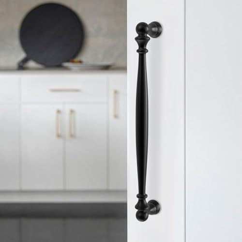 10 Pack 7-1/2 Inch(192mm) Kitchen Cabinet Handles Matte Black Cabinet Pulls Zinc Alloy Drawer Pulls Solid Kitchen Hardware - color: Matte Black, size: 7-1/2'' Hole Center(192mm)