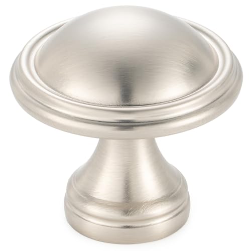 KOOFIZO 10 Pack Dia.1-1/4 Inch Brushed Nickel Kitchen Cabinet Knobs Nickel Cabinet Knobs Silver Cabinet Hardware K30 for Cabinets Drawer Dresser Cupboard Bedroom Bathroom - color: Brushed Nickel, size: Knob 1 - 10Pcs