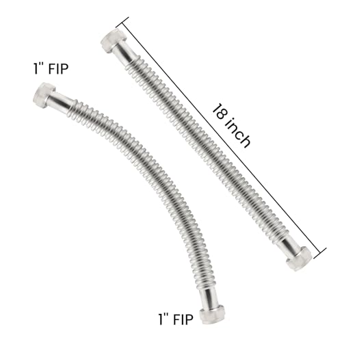 18inch Stainless Steel Corrugated Water Heater Connector Flexible for Female Iron Water Pipes Fitting, 1" FIP x 1" FIP, 18" Length (2 Packs) - style: 18"L/ 1x1"FIP