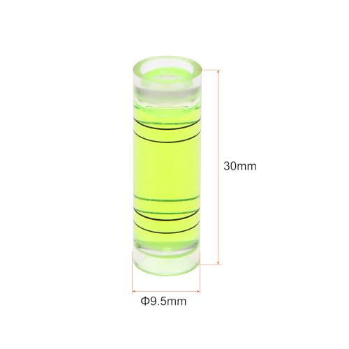 HARFINGTON 6pcs Small Cylindrical Bubble Level Vials 9.5x30mm PMMA Mini Horizontal Bubble Spirit Level Measuring Layout Tools for RV TV Picture Frame Hanging Tool Leveler - size: 9.5x30mm