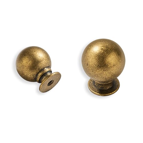10 Pack 100% Solid 1 inch(25mm) Antique Brass Cabinet Knobs Decorative Bi-Fold Door Knob Outside Diameter Diecast Bathroom Cabinet knobs - color: Antique Brass, size: 1 inch(25mm)Diameter