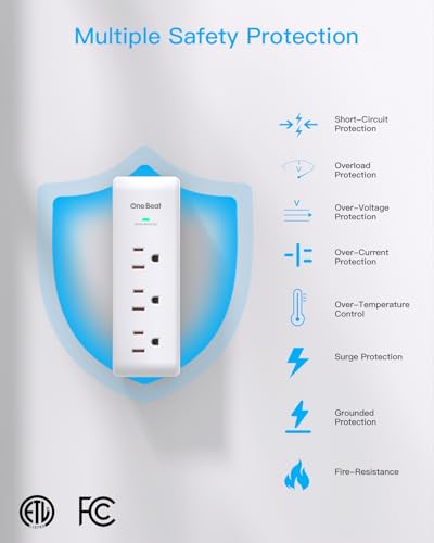 Surge Protector Outlet Extender Rotating Plug, 9 AC Multi Plug Wall Outlet - color: White, size: 9AC, 1 Pack