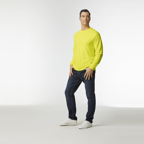 Gildan Adult Heavy Cotton Long Sleeve T-Shirt, Style G5400, 2-Pack - color: Safety Green, size: Large