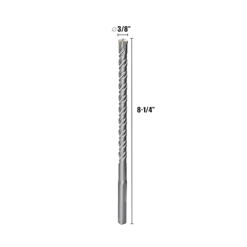 CSOOM SDS Plus Rotary Hammer Drill Bit 3/8"x8.27", Professional Concrete Drill Bit for Concrete, Brick, Stone and Cement Walls - size: 3/8"x8.27"