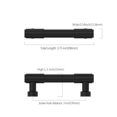 Asidrama Matte Black Kitchen Cabinet Pulls,3 Inch,10 Pack - color: Matte Black, size: 3" Hole Center
