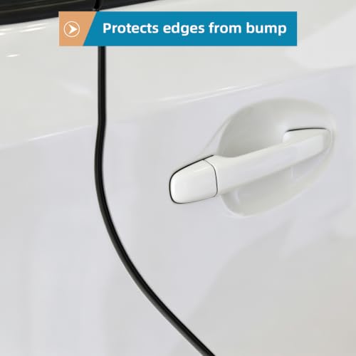 1/16" Rubber Edge Trim Guard 10ft/3m, Self Adhesive Door Edge Protector, U Shape Edge Seal Strip Fits Edges up to 5/64“ Thick (Black) - size: 118" L x 0.2" W