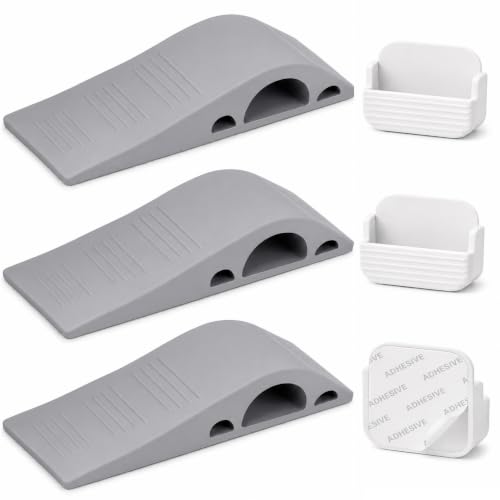 Wundermax Rubber Door Stoppers for Bottom of Door Stop - Pack of 3 Rubber Wedge for Carpet, Hardwood, Concrete, and Tile - Home Improvement Accessories - Gray - color: Gray