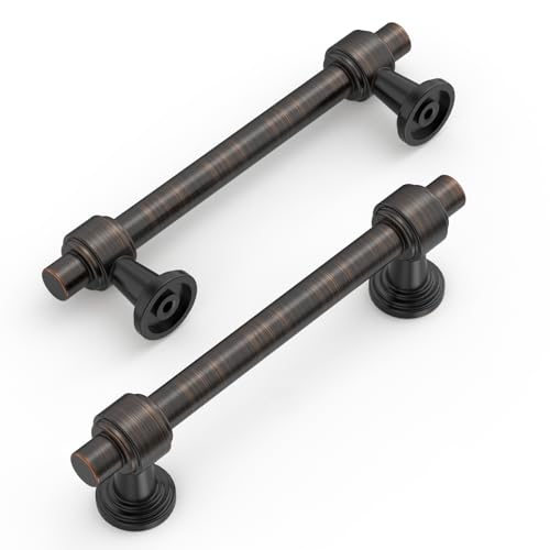 Amerdeco 10 Pack Oil Rubbed Bronze Cabinet Pulls 3.75 Inch(96mm) Hole Center Drawer Pulls Cabinet Hardware Kitchen Cabinet Handles for Bathroom ZH0069 - color: Oil Rubbed Bronze, size: 3.75" Hole Center