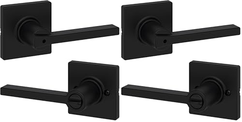Kwikset Door Handle, Privacy Lock, Matte Black | Bathroom and Bedroom | Reversible | Microban Protection | Pack of 2 - color: Matte Black, size: 2 Pack