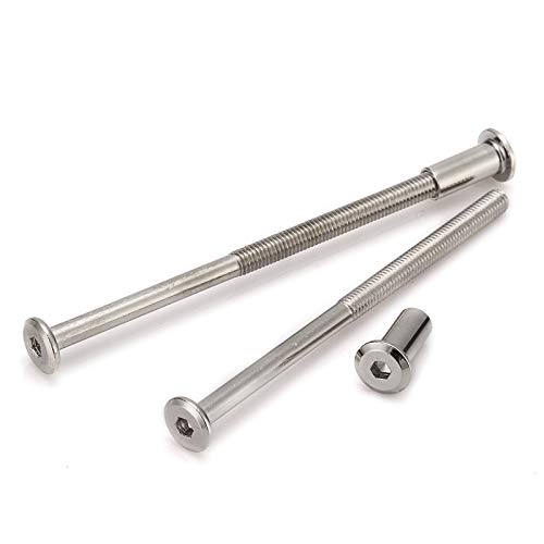 80mm M6 Furniture Joint Connector Bolt & Cap Nut Kit 10pcs - size: 80mm (10pcs)