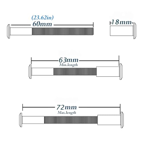 10pcs M6 Furniture Joint Connector Bolt & Cap Nut Kit 60MM - size: 60mm (10pcs)