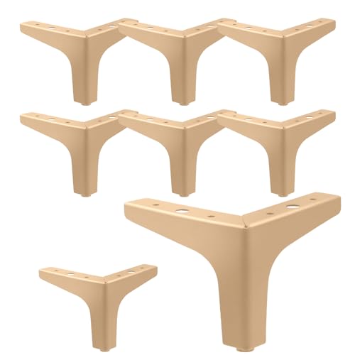 AODIOU Furniture Legs Gold Feet: Sofa Legs Replacement Set of 8 - Metal Furniture Legs 4 Inch Triangle Feet - color: Gold, size: 4'' / 10cm(8PCS)