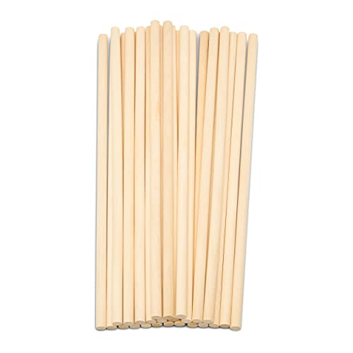 Unfinished Hardwood Dowels - 3/8 Inch x 12 Inch, Pack of 25 for Crafts and DIY Projects - size: 3/8" x 12" Dowels