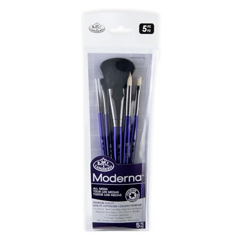 Royal & Langnickel Moderna, 5pc Black Mop Variety Brush Set for All Painting Mediums, Includes - Mop, Scruffy, Scrubber, Foliage & Spotter Brushes - style: Black Mop Variety