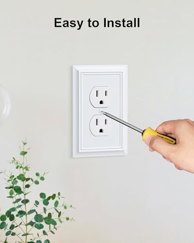 6-Pack Natural Bamboo Fiber Duplex Outlet Cover Plate, Durable Wall Plate - color: Pure White, size: 1 Duplex 6PK