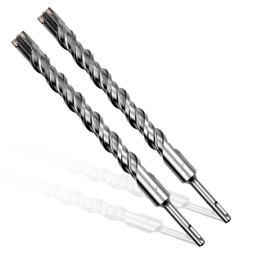 1x12 SDS-Plus Rotary Hammer Drill Bit, Carbide Tip 4-Cutter for Brick,Stone & Concrete, Packed of 2pcs. - size: 1x12" (2pcs)