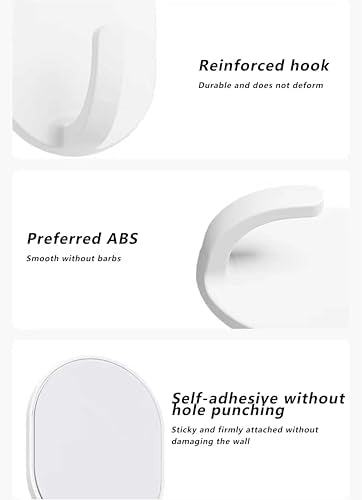 lightstar 5 Pcs Adhesive Plastic Hooks - Wall Hooks for Hanging, Drill-Free, Seamless - Kitchen Bathroom - 60 * 45 * 34 mm, White (for 3.5 LB) - color: For 3.5 LB