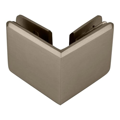 Brixwell Beveled Style 90 Degree Glass To Glass Clamp Brass, Brushed Nickel - color: Brushed Nickel