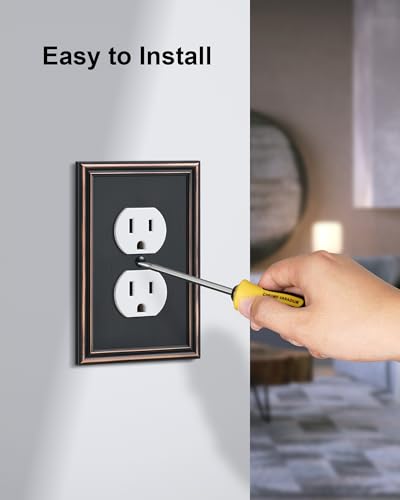 2-Pack Zinc Alloy Single Duplex Outlet Cover Plate, Solid Receptacle Cover - color: Aged Bronze, size: 1 Duplex 2PK