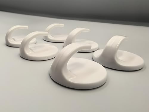 lightstar 6 Pcs Adhesive Plastic Hooks - Small Wall Hooks for Hanging, Drill-Free, Seamless - Kitchen Bathroom - 44 * 44 * 25 mm, White (for 2.5 LB) - color: For 2.5 LB