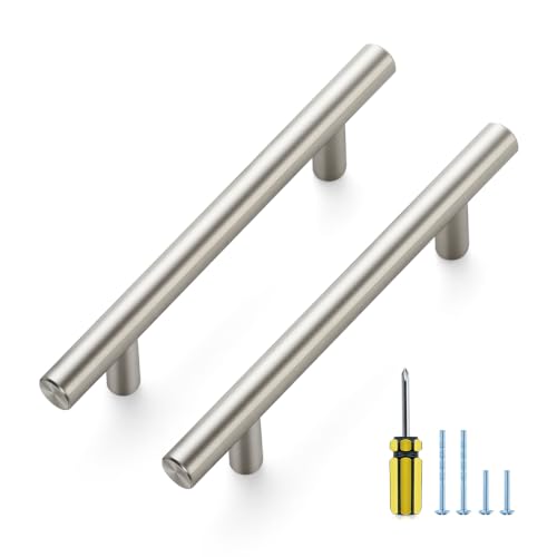 Ravinte Brushed Nickel Cabinet Handles,Round T Pulls,3-1/2 Inch,30 Pack - color: Brushed Nickel, size: 3-1/2 Inch Hole Center
