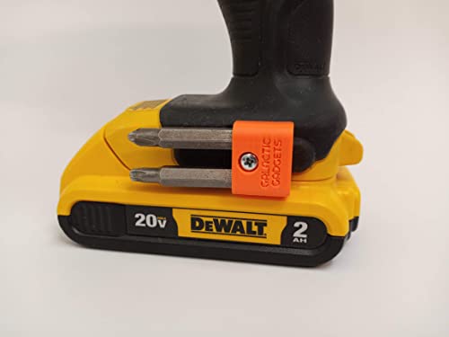 MAGNETIC Bit Holder for DEWALT 20V Drill/Driver, Side Mounted, Strong Magnets, Low Profile Design - Galactic Gadgets (Orange) - color: Orange, 1 Pack