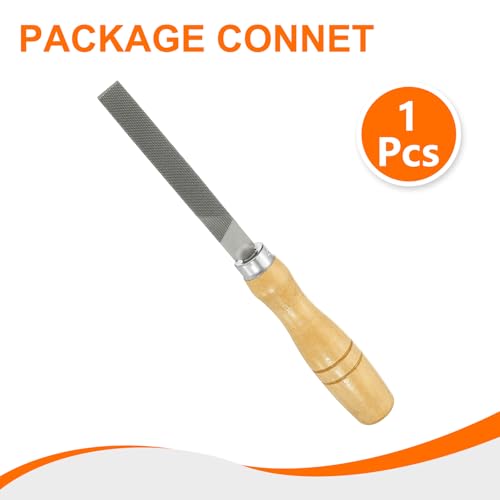 HARFINGTON Flat Coarse Cut File 4" Double Cut Teeth High Carbon Steel Hand Rasp File with Wood Handle for Metal Wood Deburring Removing - size: 4", style: Coarse