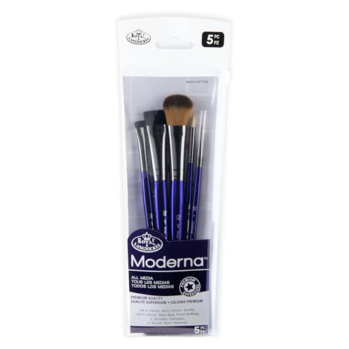 Royal & Langnickel Moderna, 5pc Scruffy & Mop Variety Brush Set for All Painting Mediums, Includes - Scruffy, Mop, Scrubber & Round Brushes Purple - style: Scruffy & Mop Variety